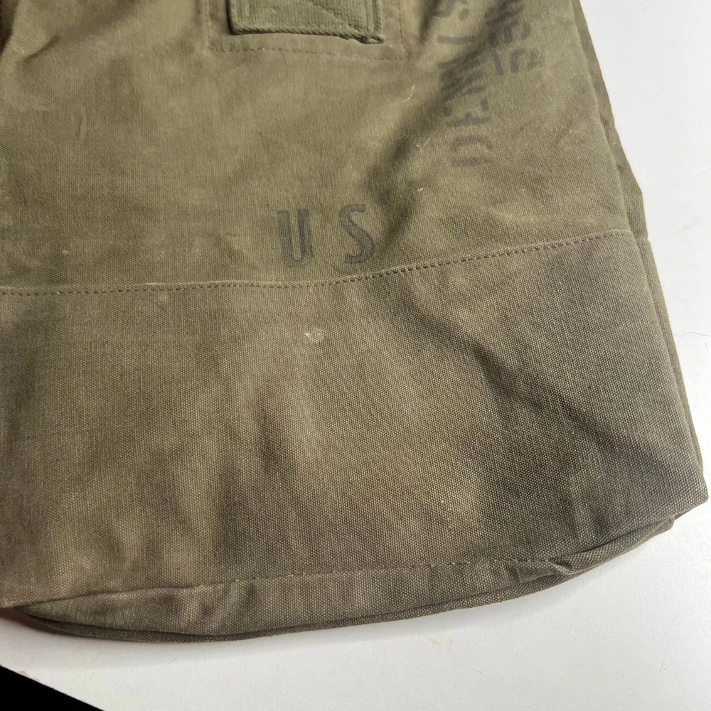 Vintage US Military Canvas Duffel Bag Olive Drab Green Top Load Sea Bag 36 Inch